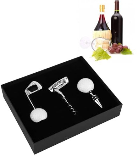 Uadme Set Apribottiglie Vino, 3 Pezzi Cavatappi a Forma da Golf in Lega di Zinco, Kit Vino Regalo per Feste Ristoranti Bar, con Scatola Regalo di Lusso