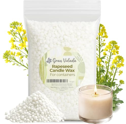 Gran Velada - Ljusvax i tumlarna, 1 kg, låg smältpunkt 47–54°C i pärlor, perfekt aromatiska ljus, naturligt växtvax för smältning, stöder 4 % essens, bas raps