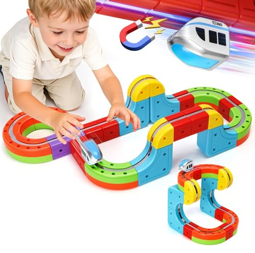 Hamino Electric Train Set for Kids with Anti-Gravity Magnetic Floating Tracks, Children's Electric DIY Railway Tracks Set STEM Toy, Christmas Birthday Gift for Boys Girls Age 3 4 5 6 7 8+ (26 PCS)