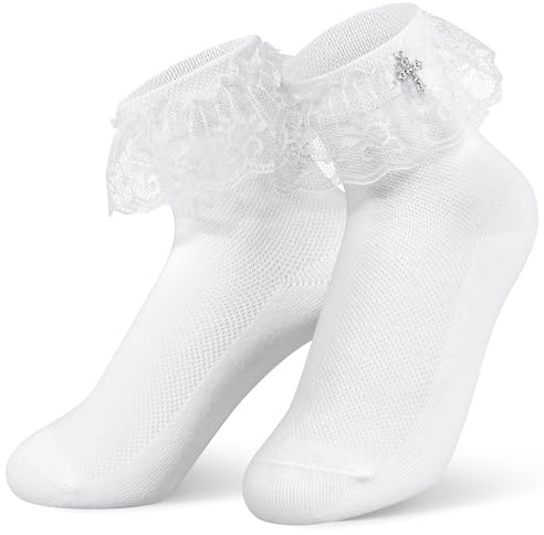 Girls First Holy Communion Socks Frilly Lace Socks Communion Accessories