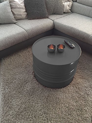 Fassmöbel Beistelltisch Ölfass Tisch Fass Design Möbel Couchtisch Anthrazit Ø 57cm