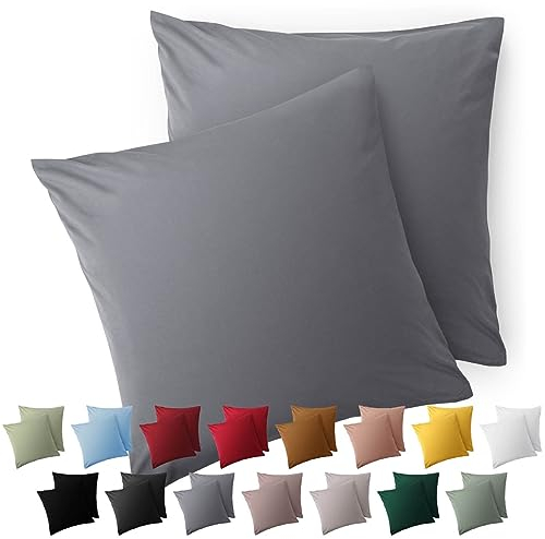 Blumtal Kissenbezug 50 x 50, 2 Stück - Oeko-TEX zert. Kissenbezüge 100% Mikrofaser in extra weich & waschmaschinenfest - Bezug Kissen 50x50 Grau