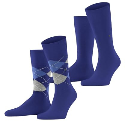 Burlington Everyday Mix Multipack M So algodón estampados 2 pares, Calcetines Hombre, Azul Night Blue 6048, 40-46