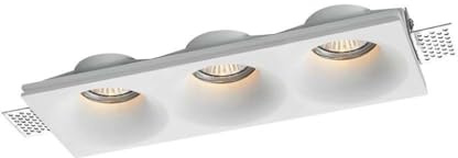 'V-TAC VT-11023 Portafaretto led in gesso da incasso rettangolare a scomparsa tagli concavi per 3 faretti 3*GU10/GU5.3 bianco sku 6766