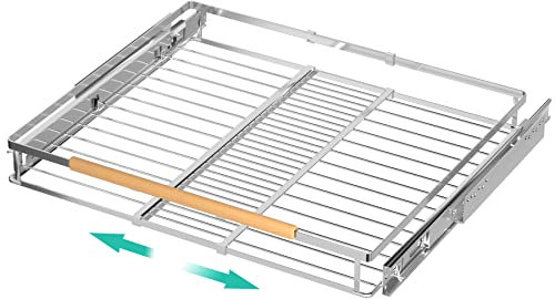 iPEGTOP Pull Out Cabinet Drawer Shelf Organizer, Extendable Sliding Slide Out Pantry Shelves Storage Heavy Duty for Kitchen Cabinets Under Sink, Adjustable Width 16.3~26.3 W x 17.3 D
