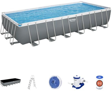 Bestway 24ft Power Steel Above Ground Swimming Pool, Frame Swimming Pool, Large Family Pool