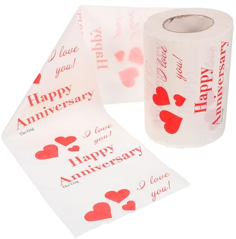GLEAVI 1 Rolle Bedrucktes Toilettenpapier Zum Einmaligen Gebrauch Toilettenrolle Zum Jahrestag Toilettenpapier mit Herzmotiv Valentinstags-tissue- 160 Blatt 3-lagiges Küchenserviettenpapier