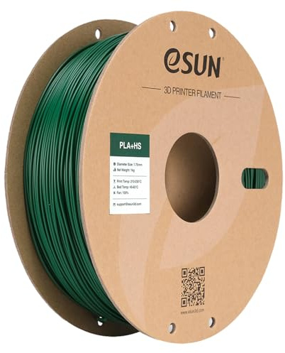 eSUN PLA+ Filament 1.75mm, PLA+HS Hochgeschwindigkeitsdruck 3D Drucker Filament Maßgenauigkeit +/- 0.03mm, 1KG Spule (2.2 LBS) Speedy PLA Plus Filament für High Speed Drucker,Tannengrün