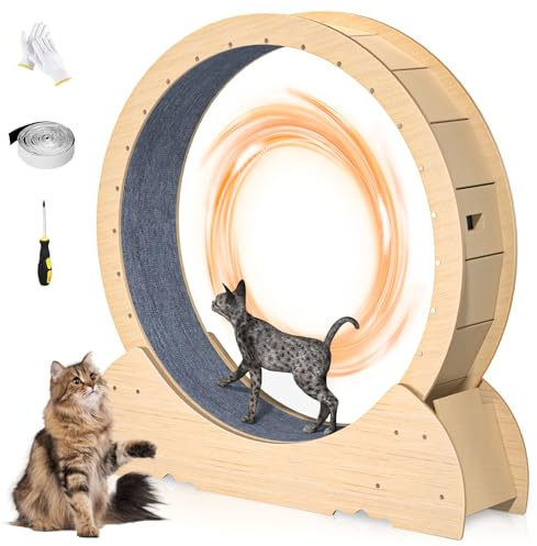 Rueda para gatos, cinta de correr grande XL de 46 pulgadas, rueda de ejercicio para gatos de interior, rueda de fitness para gatos para amantes de los gatos, pérdida de peso y salud, 1 juego