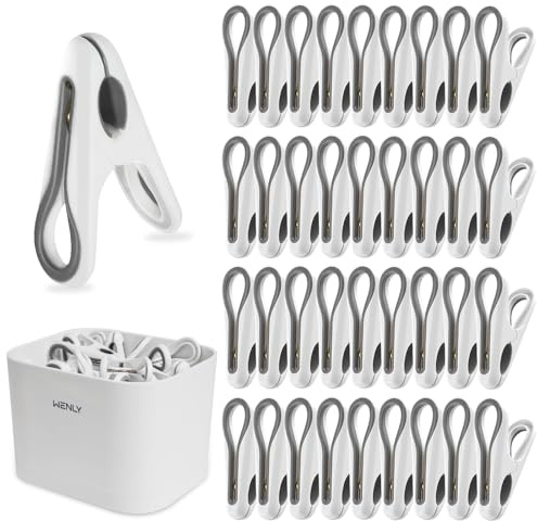 Mauepersu 36 Stück Bunt Wäscheklammern Mit Korb, Stabil Ohne Abdruck Soft Clips, Rutschfeste Für Wäscheleine Oder Wäscheständer (Weiß)