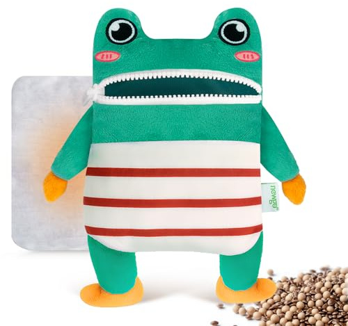 NEWGO Almohadilla Térmica de Microondas para el Alivio del Dolor, Compresa Caliente Húmeda para Calambres Menstruales, Músculos, Regalo de Rana para Niñas, Mujeres y Niños, con Funda Lavable