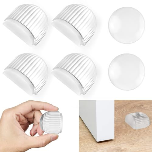 AOOTE Floor Door Stopper,6 Pcs Clear Self-Adhesive Floor Door Buffers, Semi-Circular Floors Doors Stop, Clear Doors Stoppers Protect Wall from Damage, Self Adhesive Doorstop for Home, Bedroom