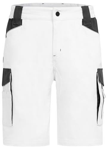 BWOLF Daytona Short de Travail Homme, Stretch Résistant, Multi-Poches Fonctionnelles, Confort Idéal pour Chantier, Artisan, BTP, Blanc., M