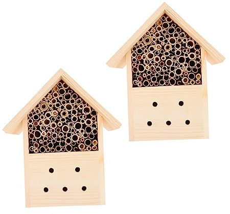 Milisten 2 Piezas Casa de Madera para Abejas Refugio Natural de Madera para Polinizadores para y la Polinización y la Productividad
