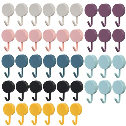 GYTFOG 42PCS Self Adhesive Hooks, Self Adhesive Hooks for Wall and Door, Creative Simple Hooks, No Drilling or Nails, Removable Sticky Hooks for Hanging Coats, Hats, Towels, Key, Home Accessories