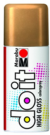 Marabu 21073006484 - Do it High Gloss hochglanz gold, Colorspray auf Kunstharzbasis, hochglänzende Chromoptik, sehr schnell trocknend, sehr gute Deckkraft, lichtecht, 150 ml Sprühdose