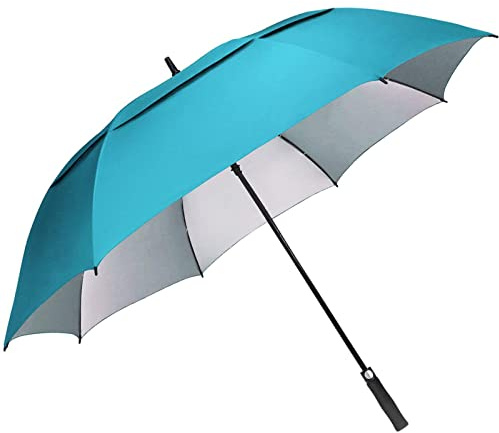 G4Free 68 inch Oversize Windproof Automatic Open Golf umbrella Double Canopy Vented Waterproof Large UV Sun Protection Stick Umbrellas (Sky Blue)