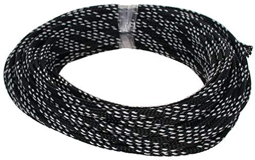 Heyiarbeit 10m/32.8ft PET Expandable Braid Cable Sleeving Flexible Wire Mesh Sleeve Black and White 4mm