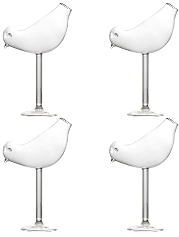 4 x -Glas-Vogelgläser, Vogelform, Weinglas, 150 ml, Set mit 4 einzigartigen Champagnerglas, Vogelform, Martini-Kelchbecher für KTV Home Bar Club