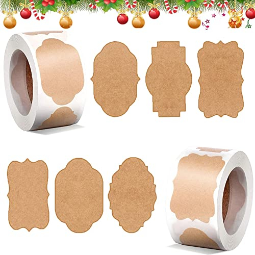 600 Stück Aufkleber Weihnachten, Weihnachten Geschenkaufkleber, Abdichtung Aufkleber, Homemade Kraftpapier Geschenkaufkleber, Weihnachten, Geschenksticker für Hochzeit