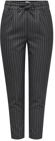 Only ONLPOPTRASH-NAJA FINE Pant Noos Pantaloni di Stoffa, Dark Grey Melange/Stripes:White Stripe, (M) W x 34L Donna