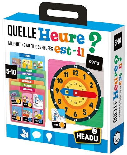 Headu - Quelle Heure Est-Il - Ma Routine Au Fil des Heures | Jeu Educatif 4 5 6 7 8 9 Ans, Jeux en Boîte pour Enfants, Cadeau Enfants, Cadeau Fille, Cadeau Garçon, Made in Italy