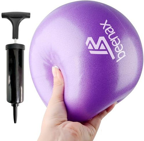 Beenax 23cm Soft Pilates Ball, Pump Included - 9 Inch Exercise, Mini Barre, Gym Ball - Yoga, Pilates, Core Training, Physical Therapy, Balance (Home, Gym, Office)