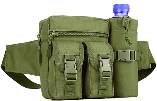 Taeku Taktische Bauchtasche, Militär Hüfttasche mit Flaschenhalter Molle Utility Gürteltasche Wasserdicht Messenger Bag für Wandern Laufen Outdoor (Grün)