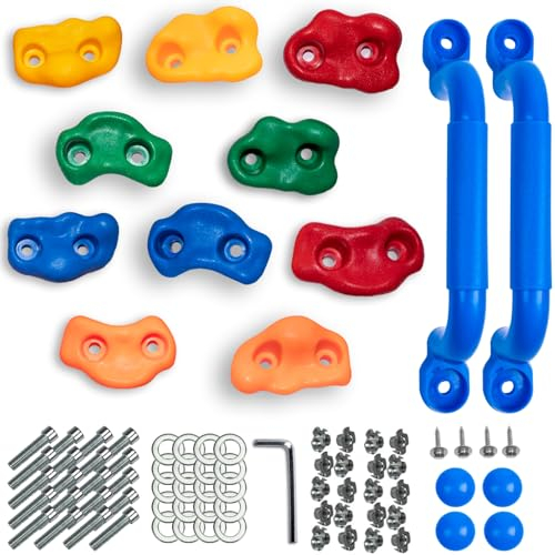 CIMOYBAI 10 Stücke Klettergriffe Mit Haltegriffe Spielturm, Klettersteine Kinder Outdoor, Mehrfarbig Klettergriffe Kinder, Kletterwand Griffe Mit Befestigungsschrauben