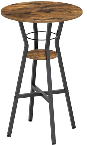 YATINEY Stehtisch, 2-stufiger runder Bartisch, Bistrotisch rund, hoher Stehtisch für die Hausbar, Cocktailtisch, für Küche, Wohnzimmer, Büro, Bistro, rustikales Braun und Schwarz XBT03BR
