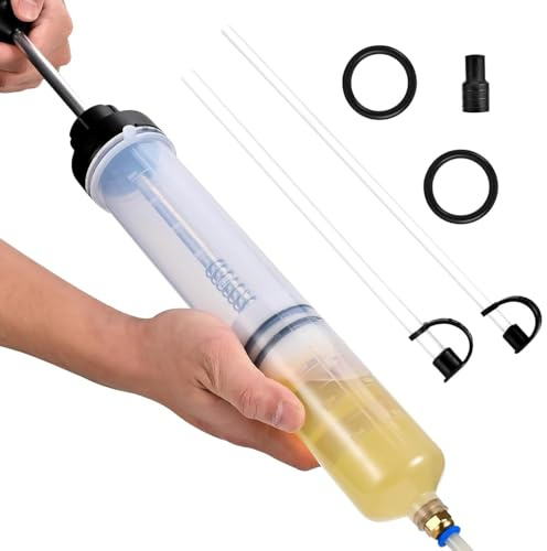 Siringa di aspirazione dell'olio da 500 mL Pompa Manuale a Siringa, Siringa di Aspirazione dell' Olio con 2 Tubi e Un Paio di Anelli di Gomma di Ricambio per Liquido dei Freni, Oli Trasmissione