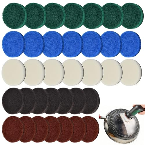 FuxFuis 35 PCS Almohadillas de Cepillo de Limpieza Eléctrica Diámetro 65mm Cepillo de Limpieza Inalámbrica Repuestos Cepill o de Limpiez a Electrico Almohadilla de Disco de Limpiez a Compatible Bosch