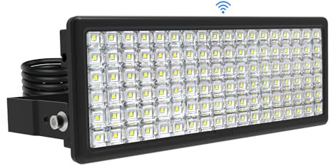 SUFUYA 100W LED-strålkastare med skymningssensor, 14000LM | 6500K, IP67 vattentät, auto- och kontinuerligt ljus, flimmerfri, 10KV-skydd, robust, 180° justerbar för stadion och trädgård