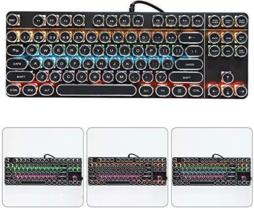 BONKZEBU Tastiera Meccanica Punk con Cappuccio Rotondo Vintage Durevole per Giocatori PUBG Plug and Play per Accessori per Computer Materiale ABS