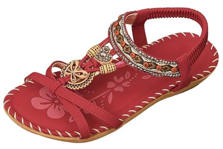 Genérico Sandalias de verano para mujer, elegantes, con separadores de dedos, cómodas, ortopédicas planas con plantilla, transpirables, con tira trasera para playa, vacaciones y ocio.