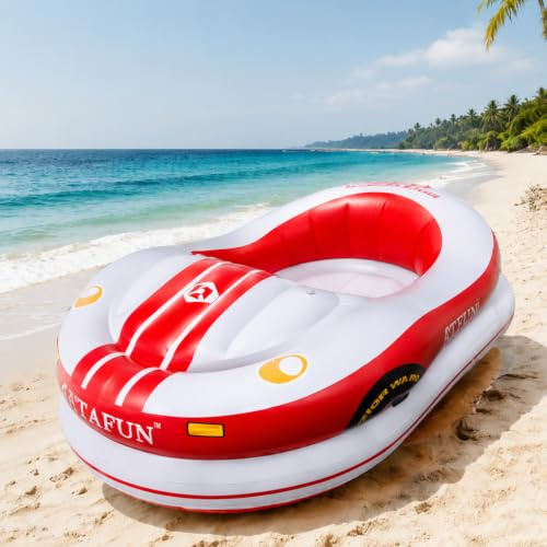 Bateau Gonflable Électrique avec Propulseur, Bouée Piscine Adulte Red | Moteur 46W, poussée 2,4 kg, vitesse contrôlée, conception stable, équipement complet, divertissement nautique extérieur