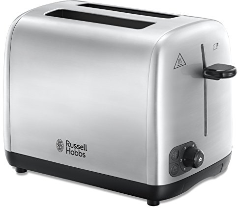 Russell Hobbs 2 Slice Toaster with Perfect Toast Technology for improved evenness (Wide slots, Lift & look feature, 6 Browning levels, Frozen & Cancel function, 850W, Brushed Stainless Steel ) 24081