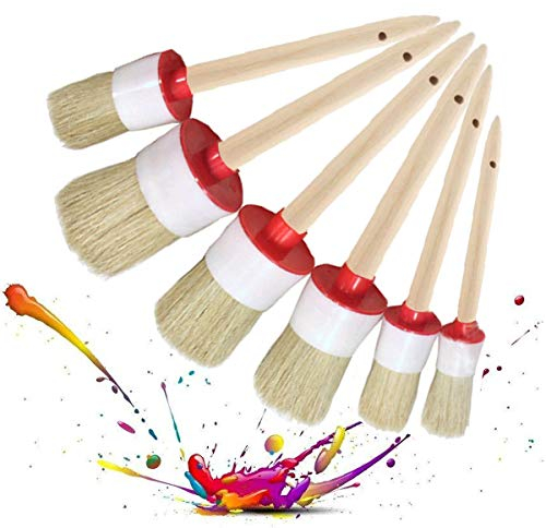 Mengger Lot de 6 pinceaux de peinture à la cire en bois pour barbecue et poils