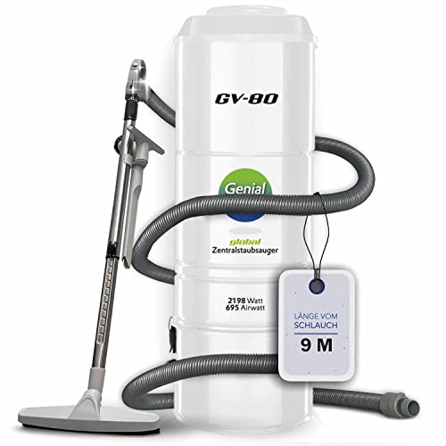 Genial System global Wäscheschacht-Systeme Zentralstaubsauger zweimotorig GV 80 mit Schlauchset in. versch. Längen (mit Schlauchlänge 9m)