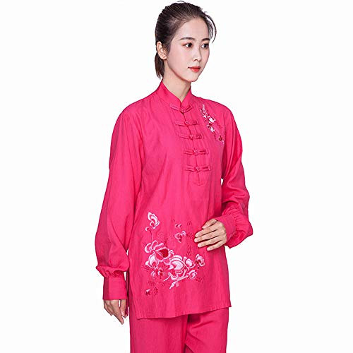 JTKDL Tai Chi Kleidung Damen Praxis Kleidung Leinen Frühling Und Herbst Langarm Martial Arts Kleidung,C-S