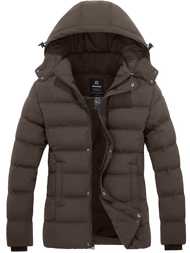 Wantdo Giacca Invernale da Donna Cappotto Corto e Caldo Giacca Trapuntata Spessa Giacca Antivento con Cappuccio Staccabile Cappotto Imbottito Cachi XL