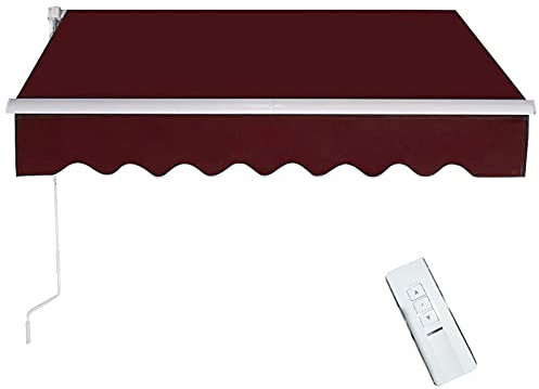 Tenda da Sole Manuale Avvolgibile Elettrico, Tenda da Sole a Muro con Bracci Estensibili e Manovella,Tettuccio Parasolo Ideale per Giardino e Balcone,Tenda da Sole motorizzato per Esterno,#5,3x2.5m
