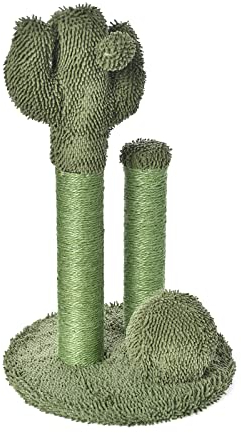Amazon Basics Cat Scratching Post for Indoor Cats, Cactus Cat Scratcher Triple Posts, 68 cm, Green
