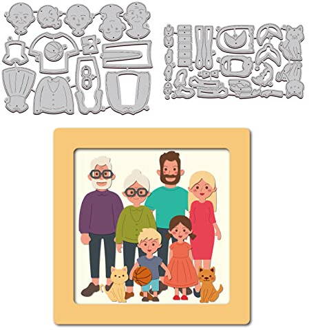 GLOBLELAND 2 pz Famiglia Fustelle Metallo Persone Animale Die Cut Goffratura Stencil Modello per La Fabbricazione Della Carta Decorazione per DIY Scrapbooking Album Craft