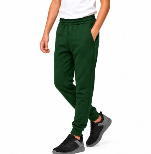 KHIM Joggingbyxa träningsoverall underdel byxa barn unisex flickor pojkar träningskläder, gRÖN, 9-10 Years