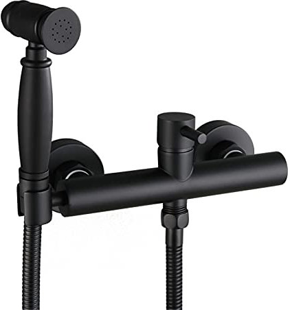 Spruzzatore for bidet tenuto in mano nero opaco for WC, attacco for doccia musulmana da bagno Rubinetto for bidet portatile misto con pannolino in stoffa for montaggio a parete singola maniglia, kit r