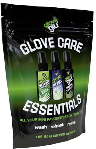 gloveglu Glove Care Essentials Wash Fresh Grip Spray for Goalkeeper Gloves Soccer Football Gloves Youth Adult Goalie Grip Boost Glove Glue 3 x 50ml