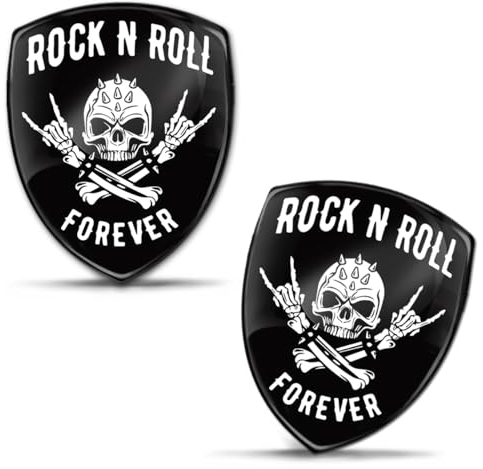 Biomar Labs 2 x Aufkleber 3D Gel Silikon Stickers Totenkopf Autoaufkleber Auto Motorrad Fahrrad Laptop PC Tablet Schädel Das Heavy Metal Zeichen Rock And Roll Forever KS 9