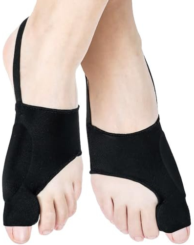 JOOTUEPO 1 Paia di Tutori per Correttore Alluce Valgo Correttore con Protezione Silicone gel e Panno Elastico, Sollievo Dolore in Bunion e Dita a Martello (L, Nero)