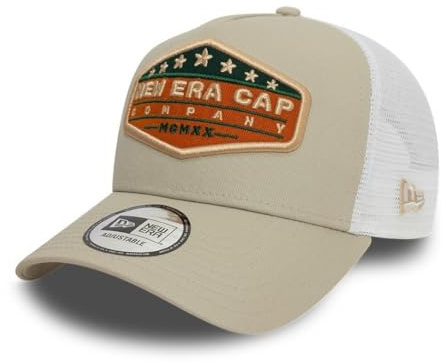 New Era Gorra de Camionero Ajustable Snapback Parche Visera Curvada Malla Sombrero Beige Blanco